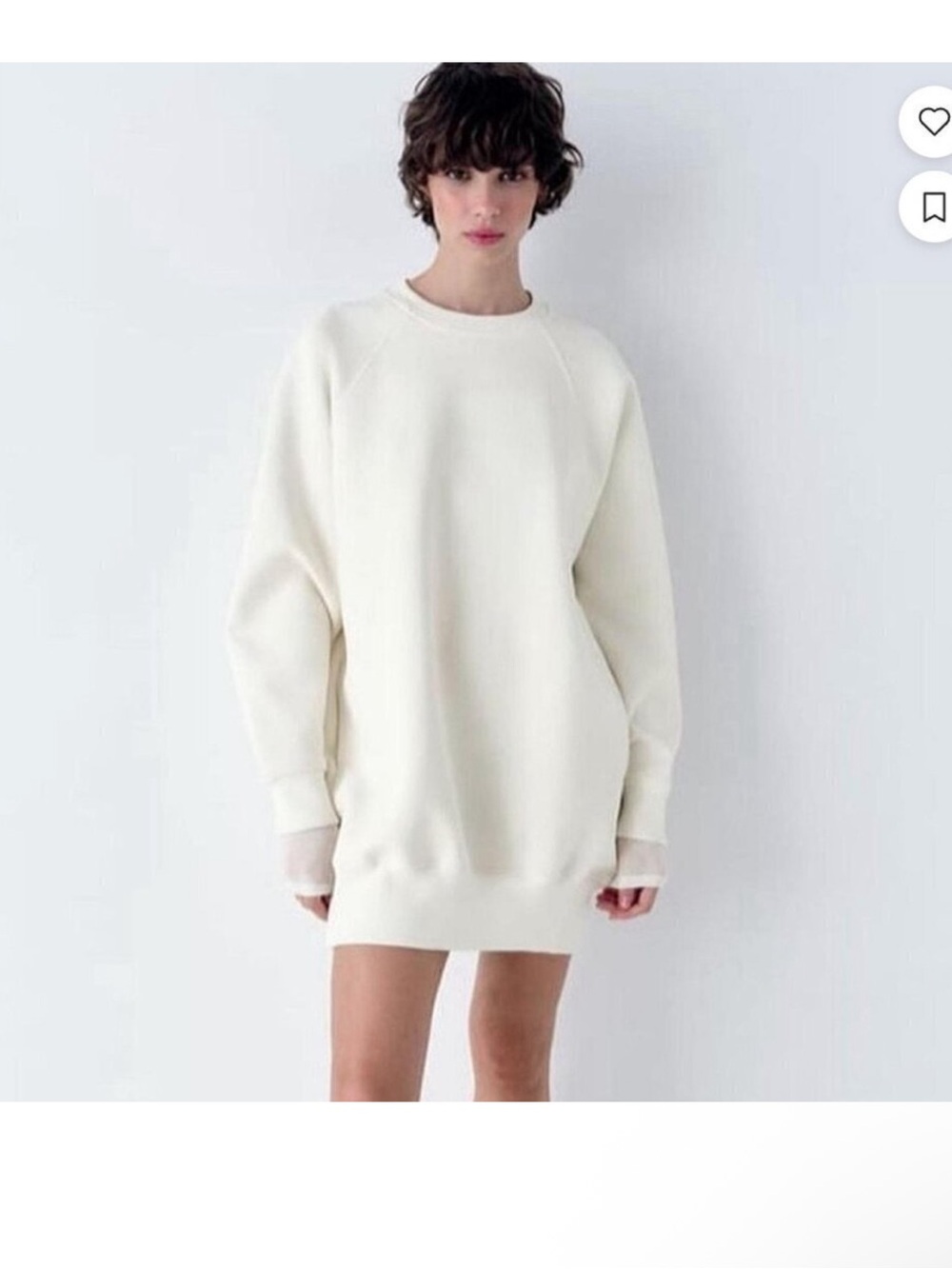Zara Crewneck Sweater Dress- Cream